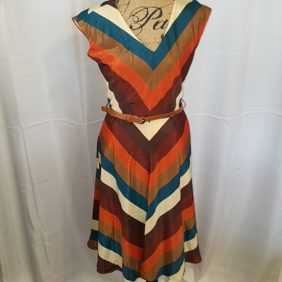 Modcloth Dresses & Skirts - Modcloth Louche 70s Chiffon Chevron Dress